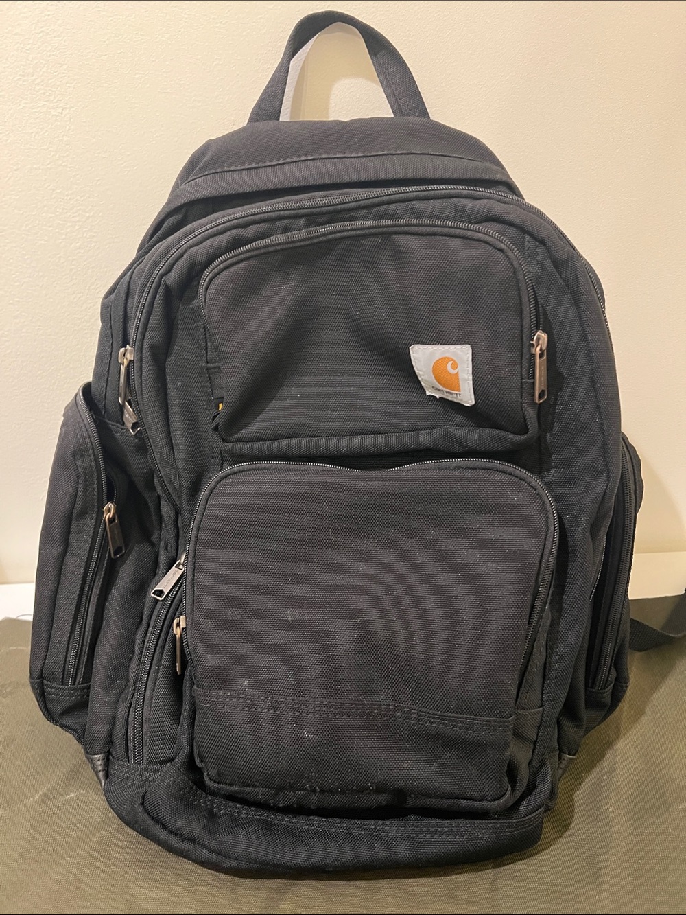 35L Carhartt Black Canvas Backpack with Front Pockets